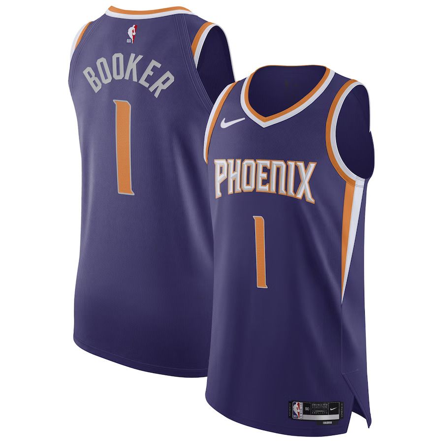 Men Phoenix Suns #1 Devin Booker Nike Purple 2022-23 Authentic Player NBA Jersey->->NBA Jersey